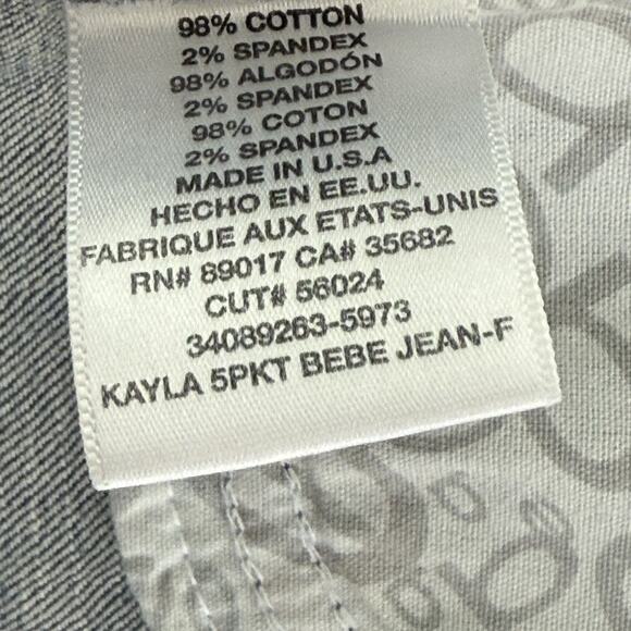 Iconic Y2K Bebe 27 Kayla Jean Pink Bling Rhinestone Spellout Pockets Medium Wash - Picture 7 of 10